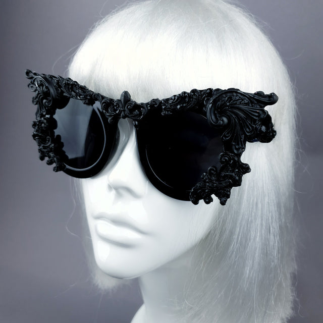 "Dabria" Black Filigree Ornate Sunglasses