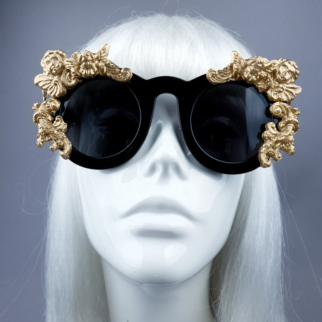 "Khalida" Black & Gold Filigree Ornate Sunglasses