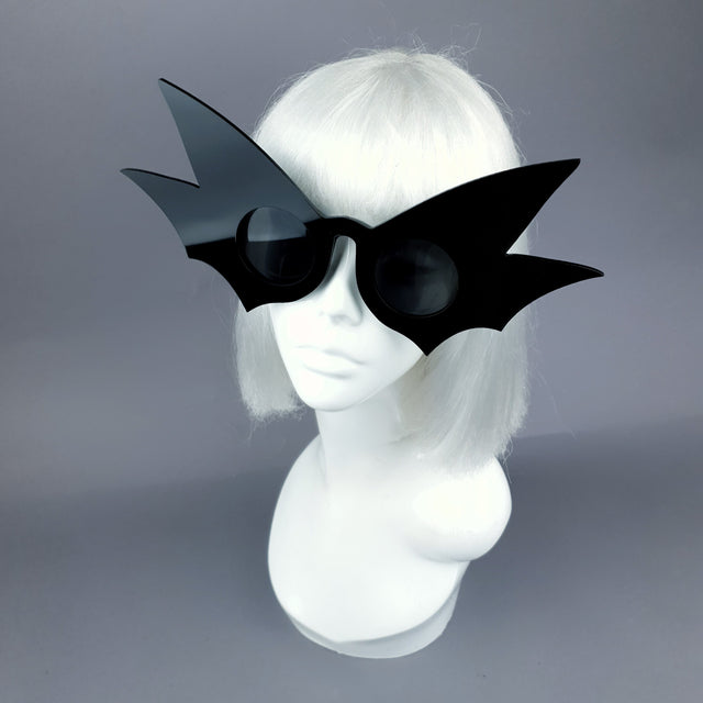 "Nerezza" Oversized Black Bat Wing Sunglasses