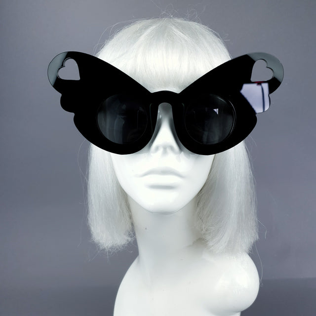 "Omisha" Oversized Heart Butterfly Wing Sunglasses
