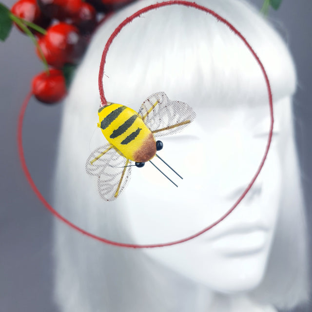 "Cirera" Red Cherry & Bee Headpiece