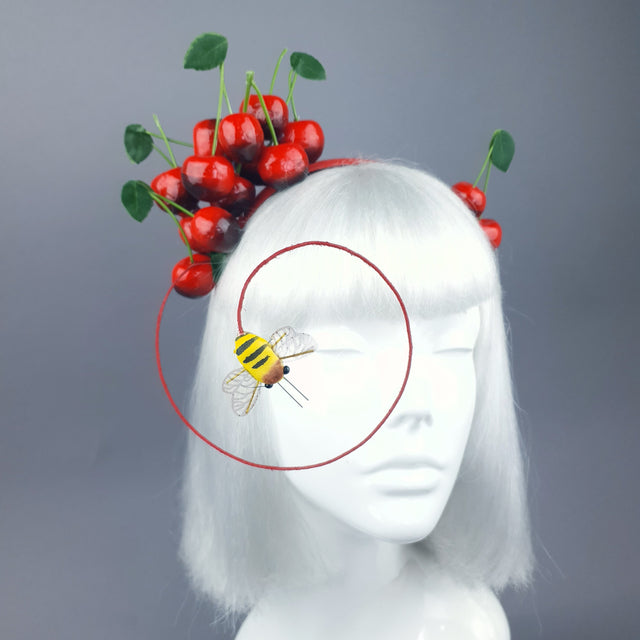 "Cirera" Red Cherry & Bee Headpiece