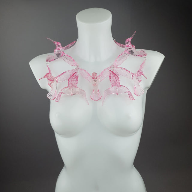 "Fluturim" Pink Hummingbird Statement Necklace