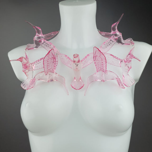 "Fluturim" Pink Hummingbird Statement Necklace