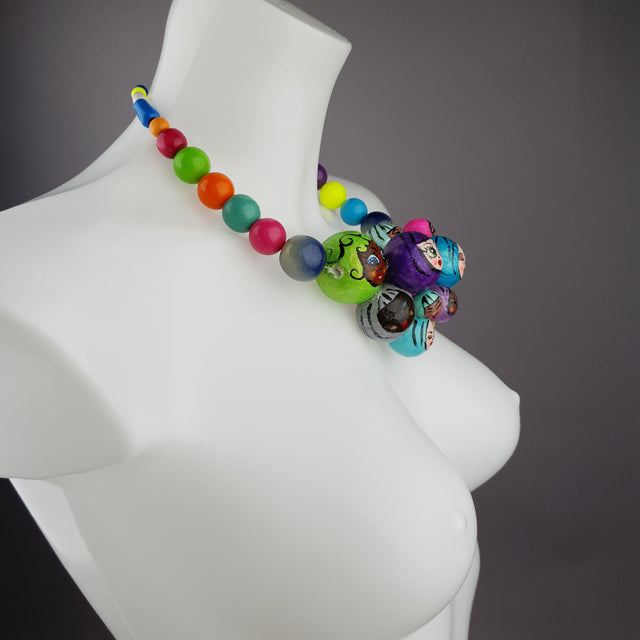 "Colourful Poppets" Bubble DollFace Necklace
