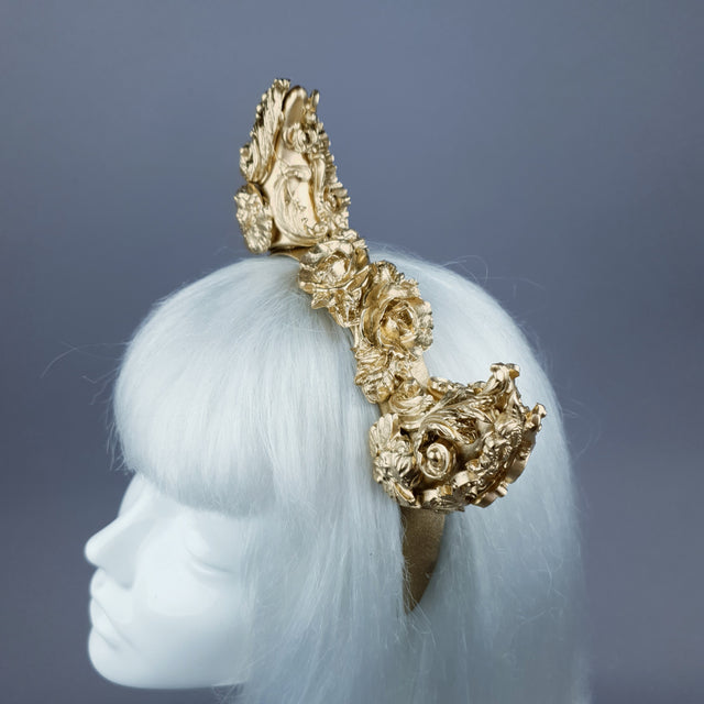 "Morning Star" Gold Filigree Devil Horns Headband
