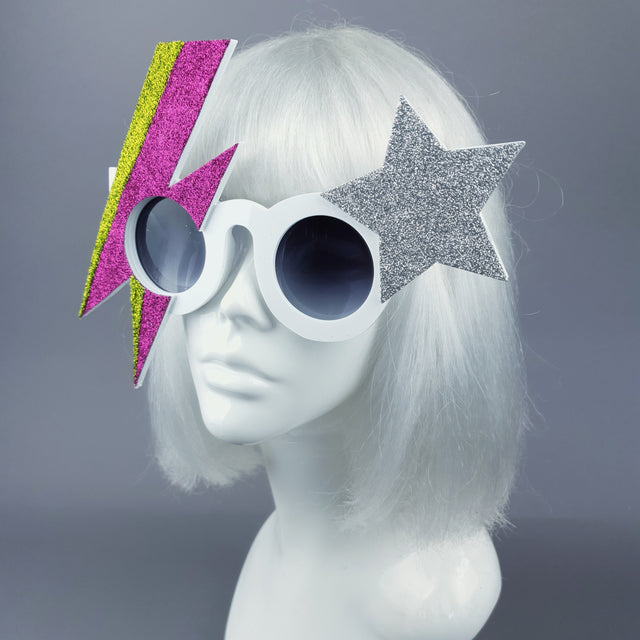 "Rebel Rebel" Pink & Green Bowie Stripe Sunglasses