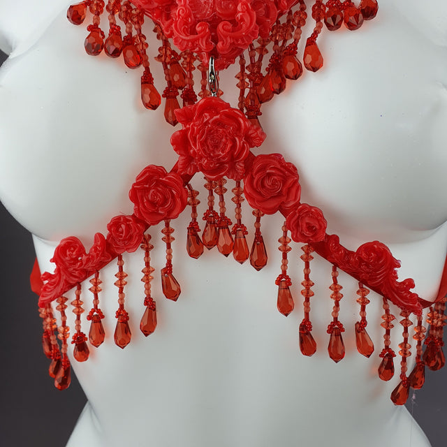 "Stigmata" Red Filigree & Beading Body Jewellery