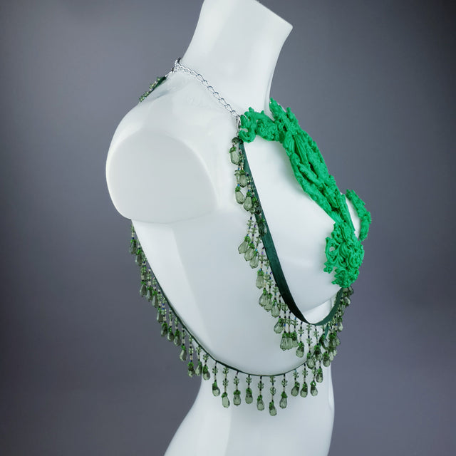"Envy" Green Filigree Nipple Pasties & Beading Body Jewellery