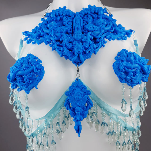 "Erzulie" Blue Filigree Nipple Pasties & Beading Body Jewellery