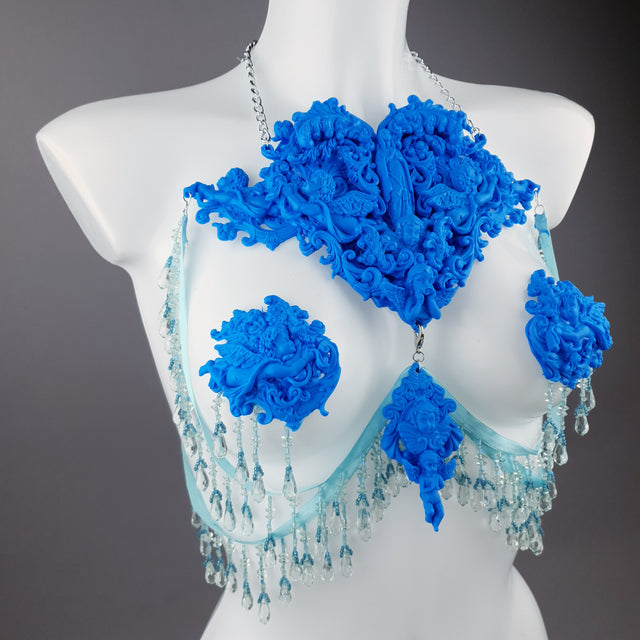 "Erzulie" Blue Filigree Nipple Pasties & Beading Body Jewellery