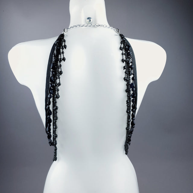 "Vanshni" Black Filigree Nipple Pasties & Beading Body Jewellery