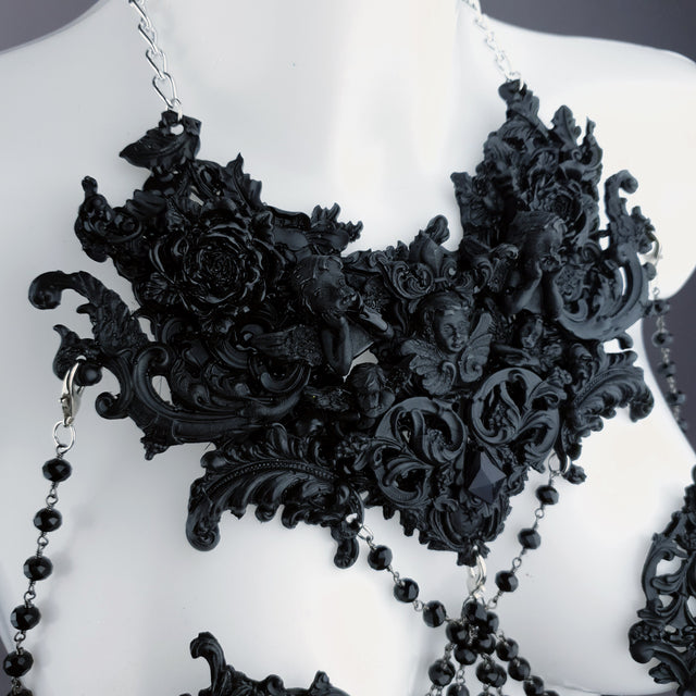 "Alexandrine" Black Filigree & Beading Body Jewellery