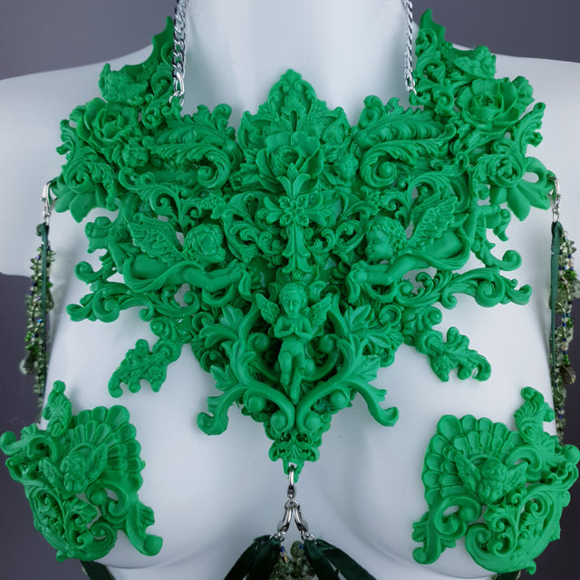 "Invidia" Green Filigree Nipple Pasties & Beading Body Jewellery