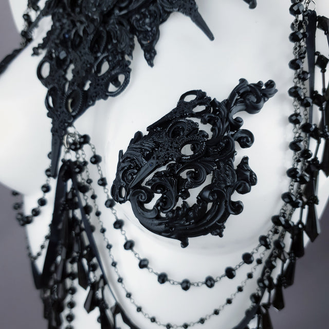 "Blade" Black Scissors & Filigree Body Jewellery with Nipple Pasties