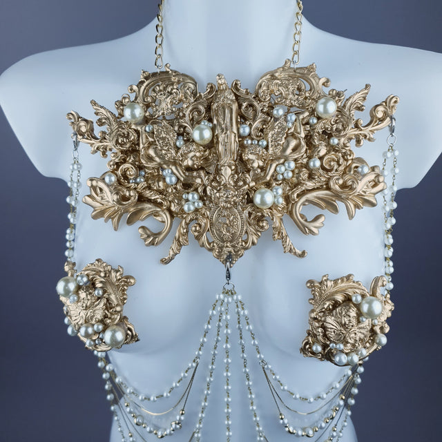 "Zora" Gold Filigree & Pearl Body Jewellery & Nipple Pasties