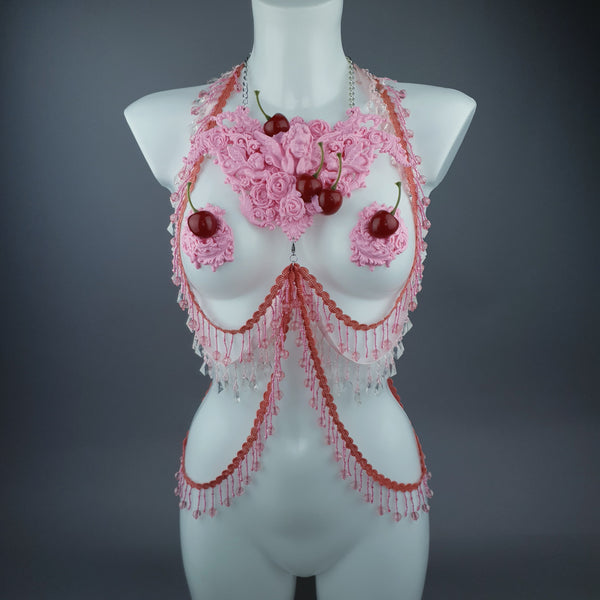 Sukero Pink Cherry Filigree & Beading Body Jewellery with Nipple Pas – Pearls  & Swine