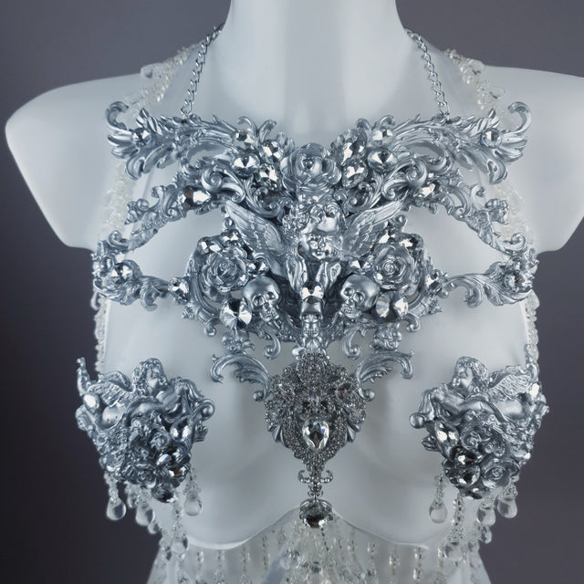 "Ice" Silver Filigree & Beading Body Jewellery with Nipple Pasties