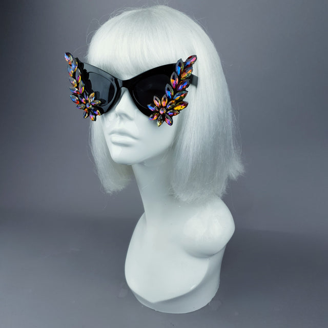 "Krystallos" Iridescent Jewel Cats Eye Sunglasses