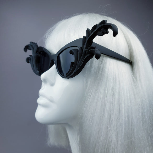 "Kokoro" Black OTT Filigree Statement Sunglasses