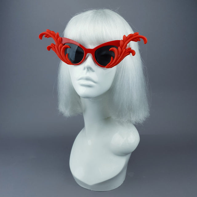 "Kokoro" Red OTT Filigree Statement Sunglasses