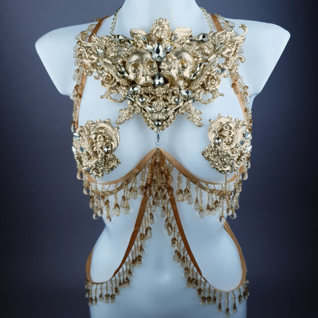 "Visage" Gold Filigree Beading Harness Body Jewellery
