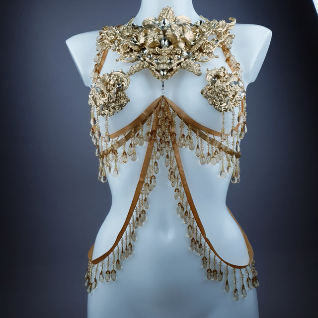 "Visage" Gold Filigree Beading Harness Body Jewellery