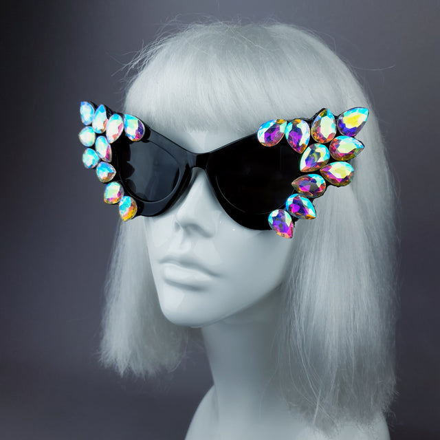 "Hira" Iridescent Jewel Cats Eye Sunglasses