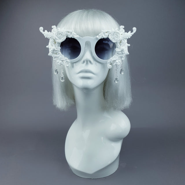 "White Magick" Filigree Ornate Sunglasses with Beading