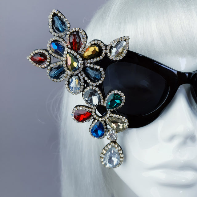 "Exxtra" Colourful Diamante Jewel Cats Eye Sunglasses