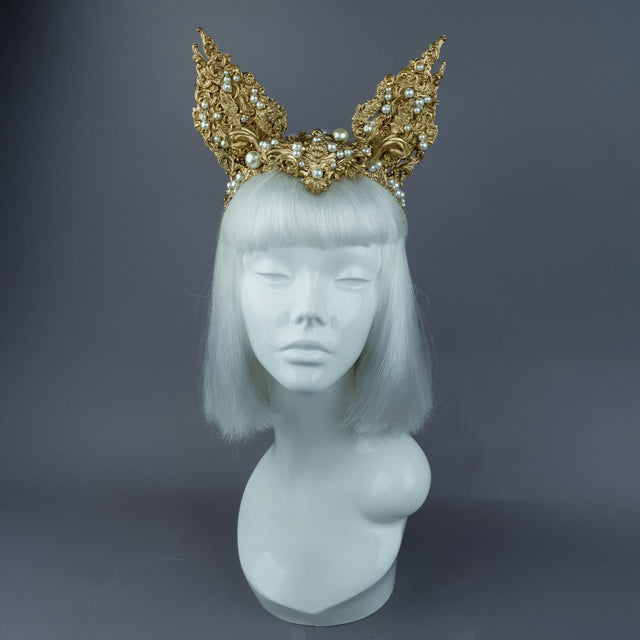 "Kedi" Gold Filigree Cat Ear Headpiece
