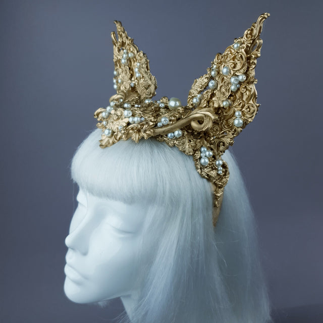 "Kedi" Gold Filigree Cat Ear Headpiece