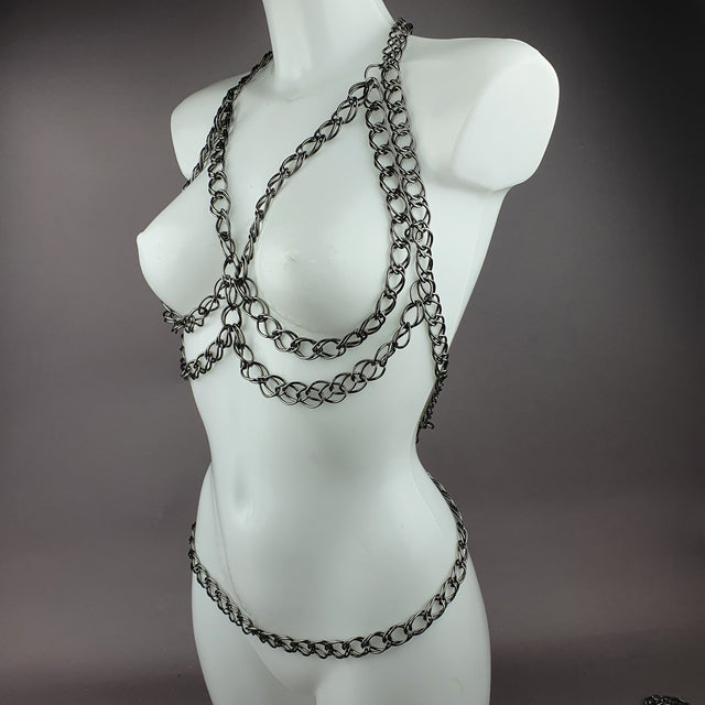 "Incatenato" Dark Grey Chain Jewellery Harness