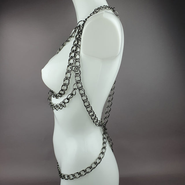 "Incatenato" Dark Grey Chain Jewellery Harness