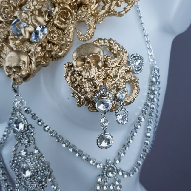 Salome Gold Diamante Filigree Jewellery Harness with Nipple