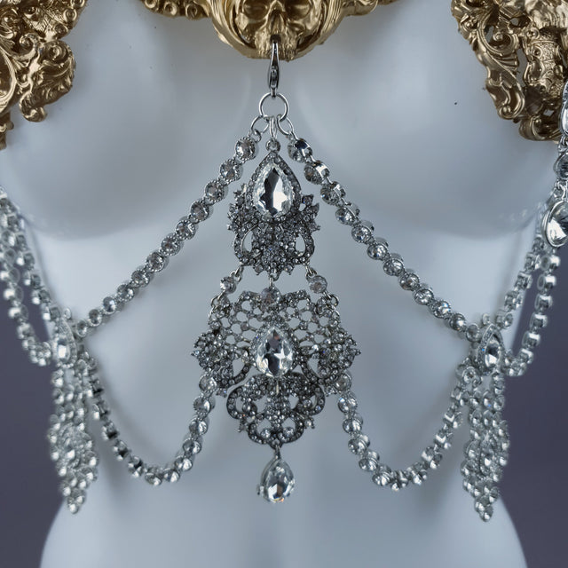 "Salome" Gold Diamante Filigree Jewellery Harness with Nipple Pasties