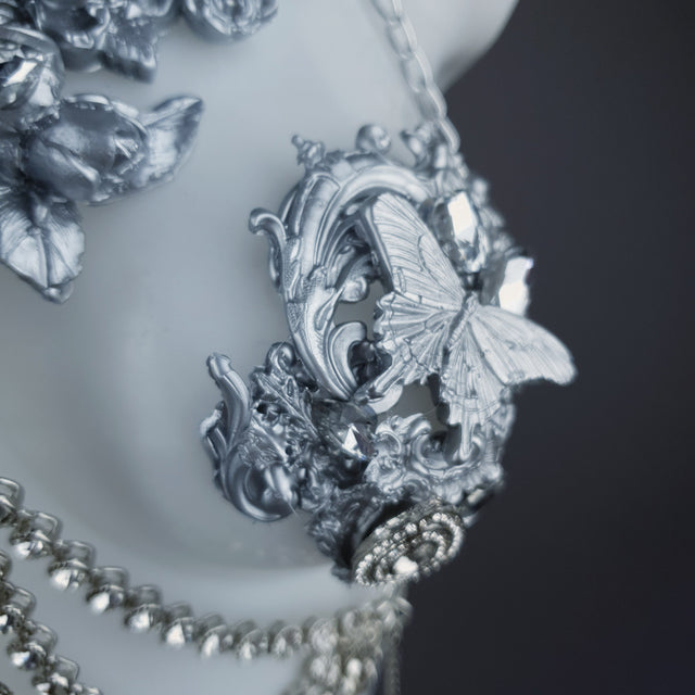 "Merayu" Silver Diamante Filigree Jewellery Harness with Pasties