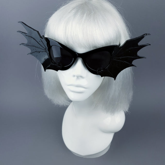 "Devour" Black Bat Wing Catseye Sunglasses