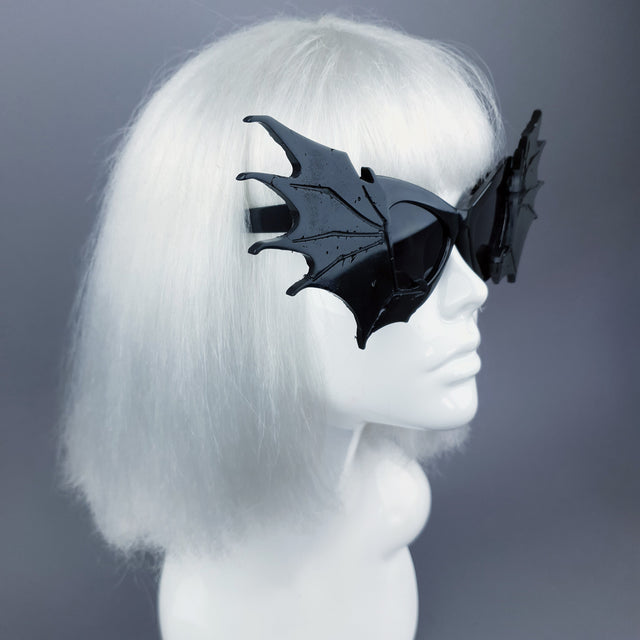 "Devour" Black Bat Wing Catseye Sunglasses