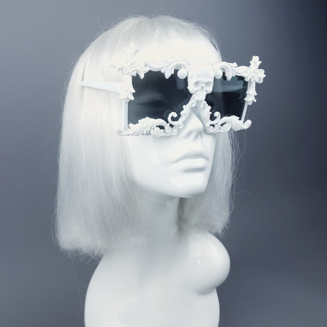 "LaVey" White Skull Filigree Unisex Sunglasses