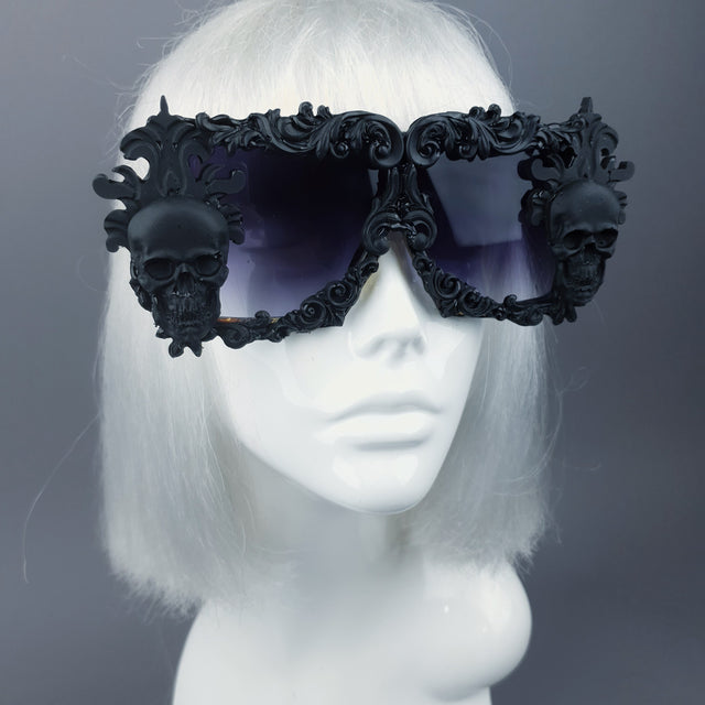 "Infernum" Black Skull Filigree Unisex Sunglasses