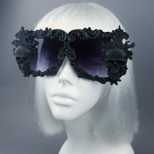 "Infernum" Black Skull Filigree Unisex Sunglasses