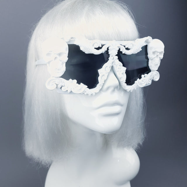 "Galatea" White Skull Filigree Unisex Sunglasses
