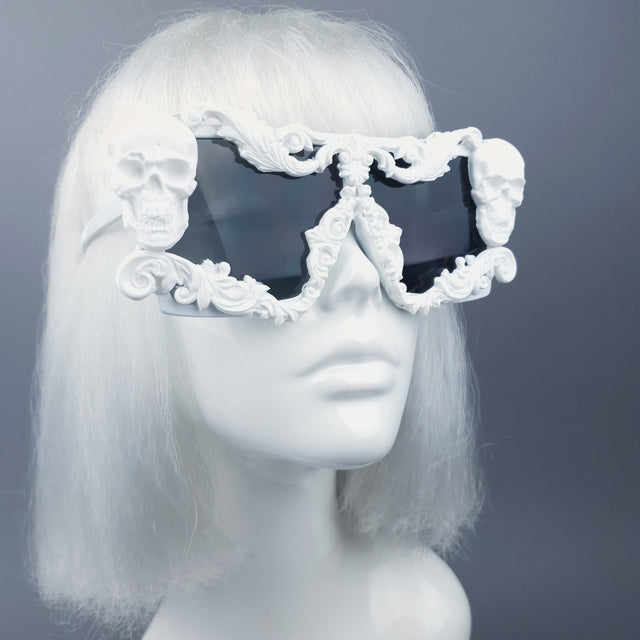 "Galatea" White Skull Filigree Unisex Sunglasses