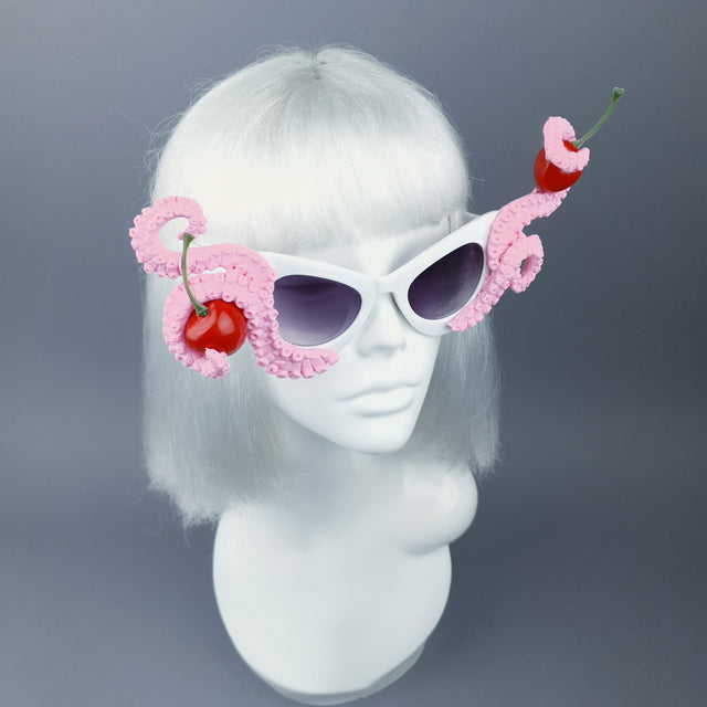 "Ursula" Pink Octopus Kraken Tentacle with Cherries Sunglasses