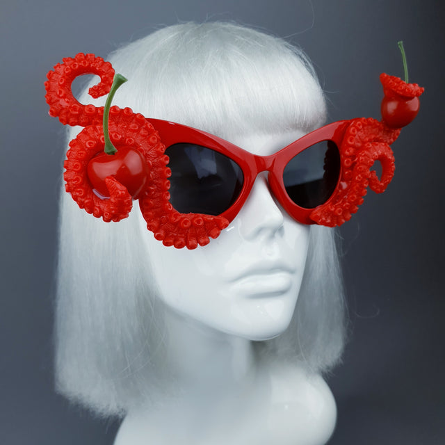 "Ursula" Red Octopus Kraken Tentacle & Cherry Sunglasses