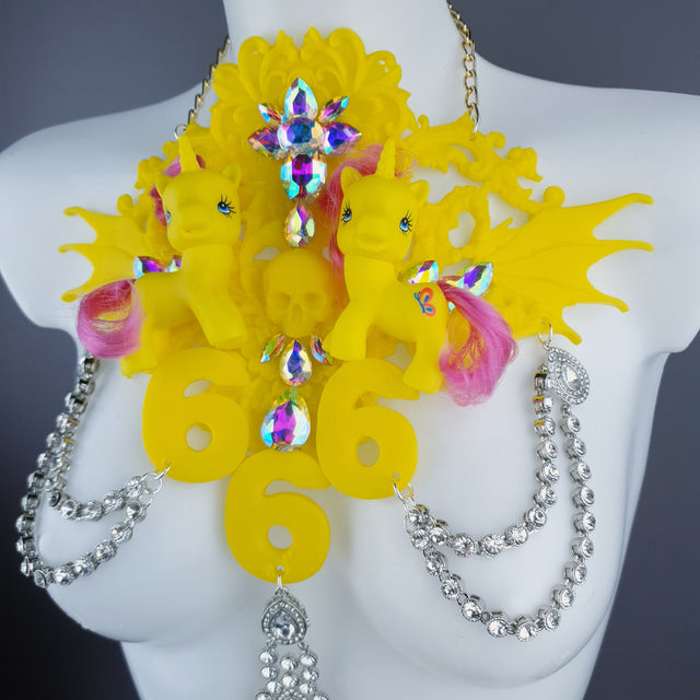 "Kino" Yellow Pony & Filigree 666 Neckpiece