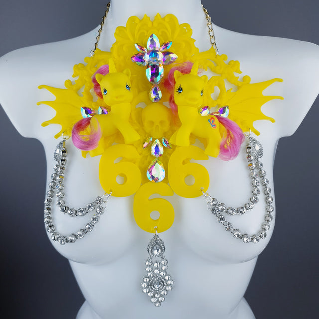 "Kino" Yellow Pony & Filigree 666 Neckpiece