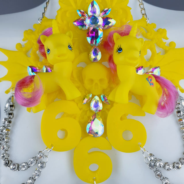 "Kino" Yellow Pony & Filigree 666 Neckpiece