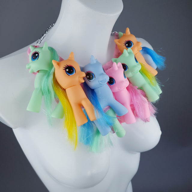 "Jelly Fluff" Colourful Ponies Pink Pudding Neckpiece